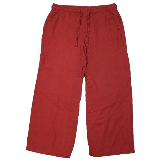 Old Navy Womens L Linen Rayon High Rise Wide Leg Pants Pink Myrrh Pockets - Picture 1 of 11